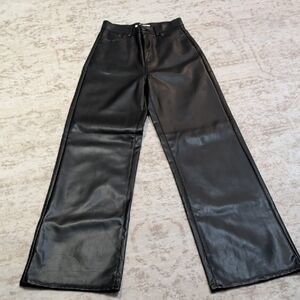 Vibrant Black Faux Leather Pants